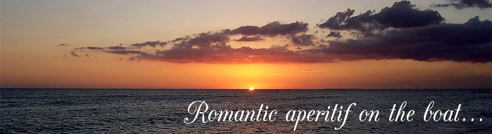 Romantic aperitif on the boat, at sunset: Ligurian Sea